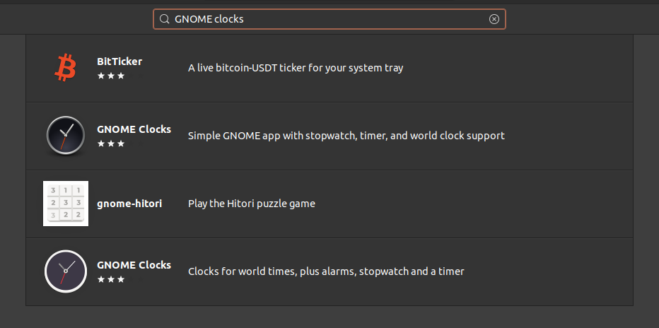 search for GNOME Clocks